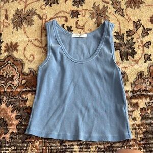 Perfectwhitetee Blue Fitted Crop Tank Top
